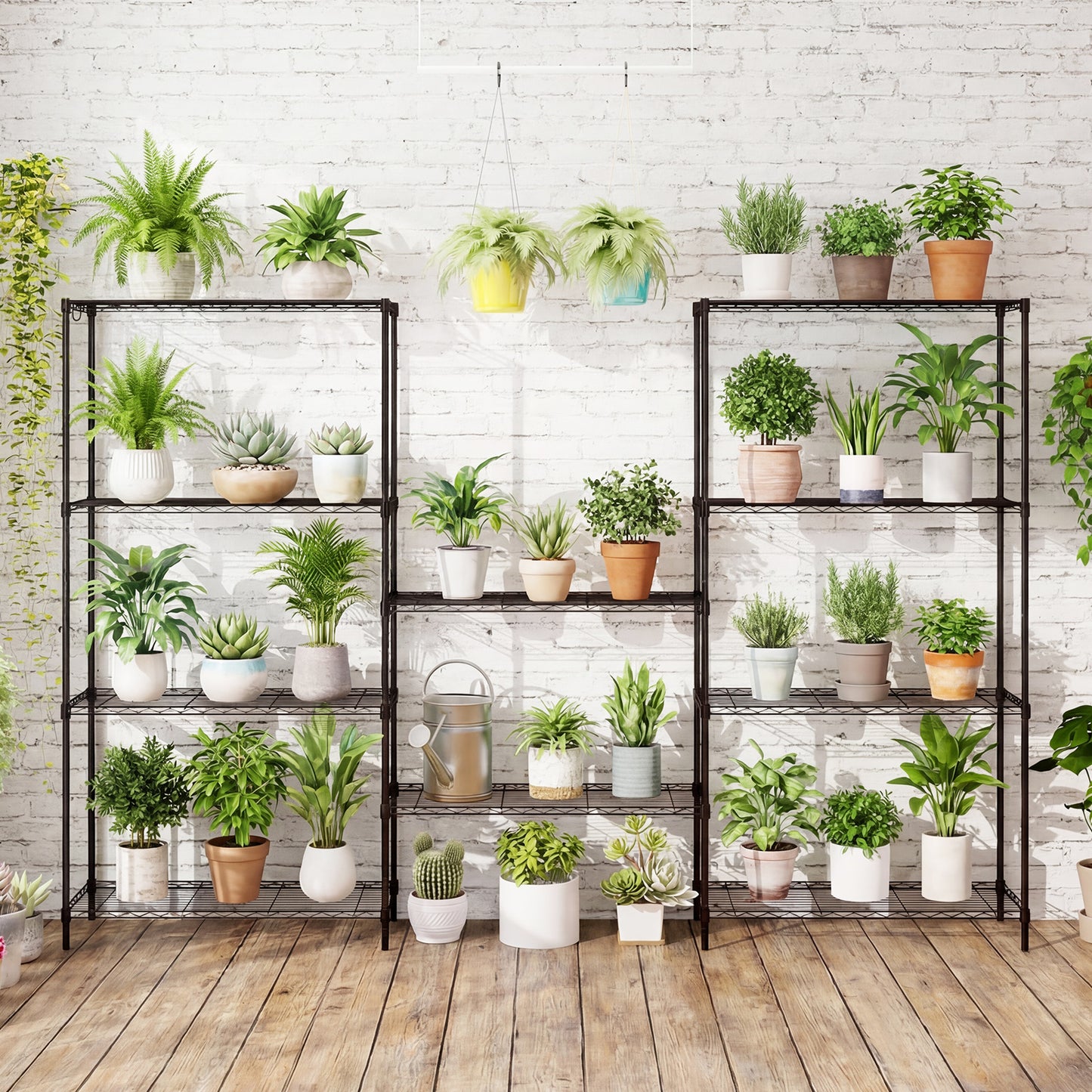 Set of 2 5-Tier Metal Storage Shelving Unit with V-Shaped Wire Rack and 1250 LBS Capacity, Black Garages at Gallery Canada
