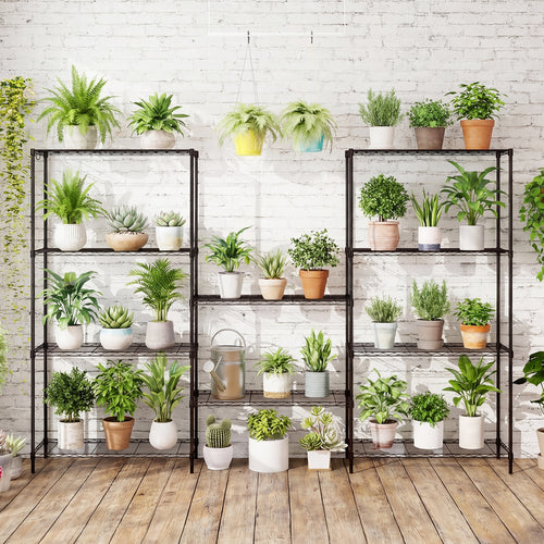 Set of 2 5-Tier Metal Storage Shelving Unit with V-Shaped Wire Rack and 1250 LBS Capacity, Black