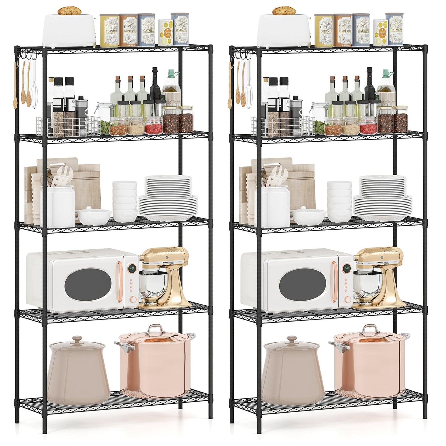 Set of 2 5-Tier Metal Storage Shelving Unit with V-Shaped Wire Rack and 1250 LBS Capacity, Black Garages at Gallery Canada