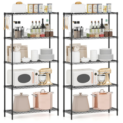 Set of 2 5-Tier Metal Storage Shelving Unit with V-Shaped Wire Rack and 1250 LBS Capacity, Black Garages at Gallery Canada