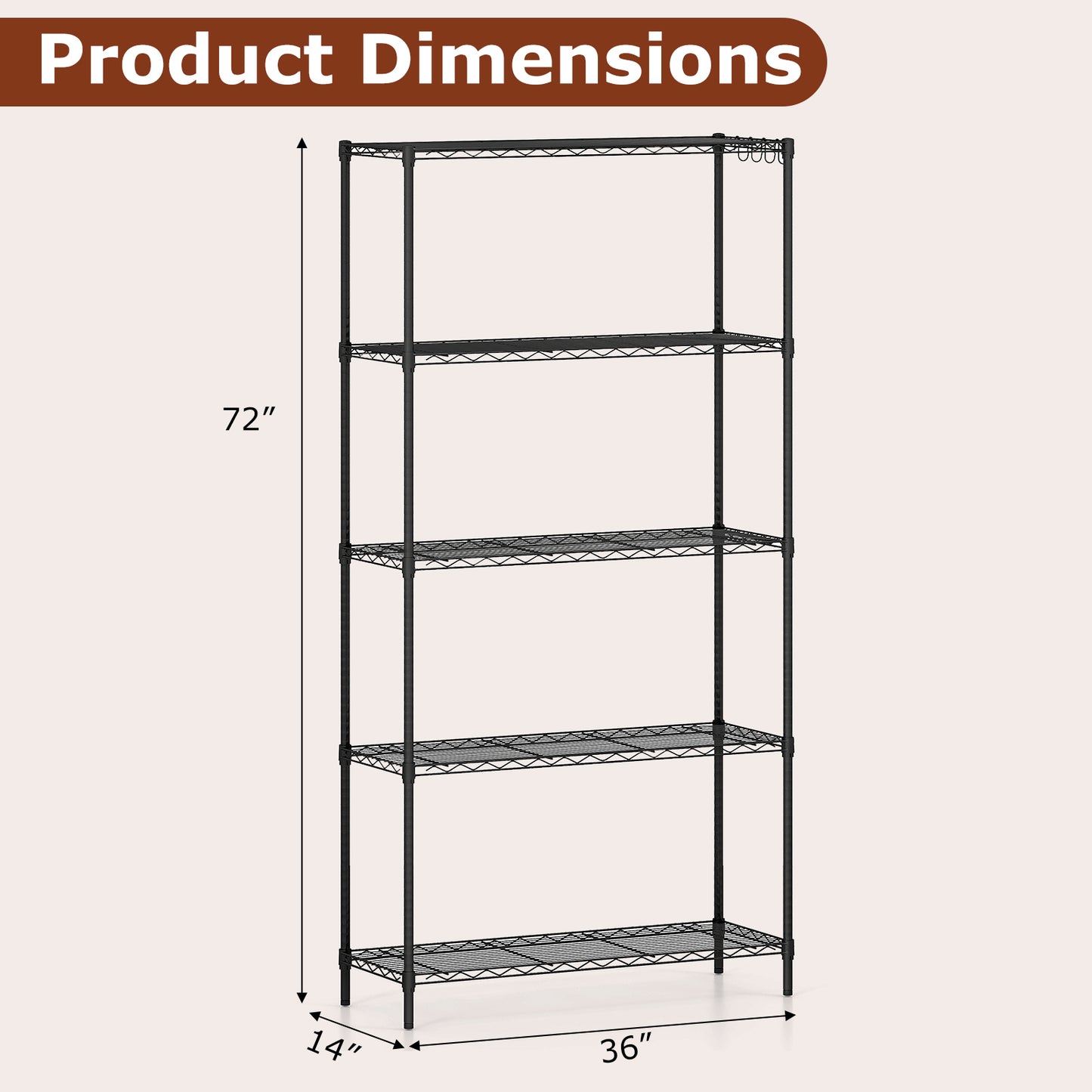 Set of 2 5-Tier Metal Storage Shelving Unit with V-Shaped Wire Rack and 1250 LBS Capacity, Black Garages at Gallery Canada