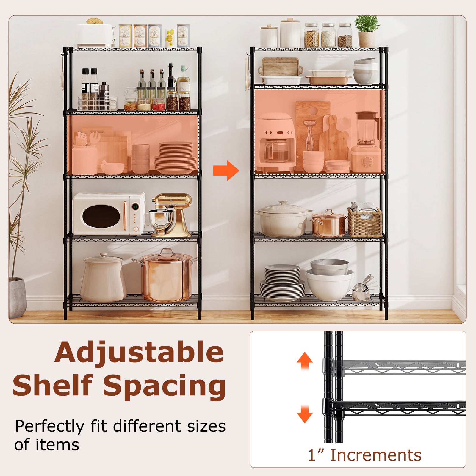 Set of 2 5-Tier Metal Storage Shelving Unit with V-Shaped Wire Rack and 1250 LBS Capacity, Black Garages at Gallery Canada