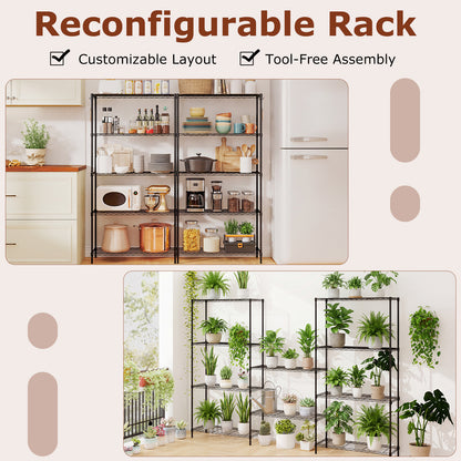 Set of 2 5-Tier Metal Storage Shelving Unit with V-Shaped Wire Rack and 1250 LBS Capacity, Black Garages at Gallery Canada