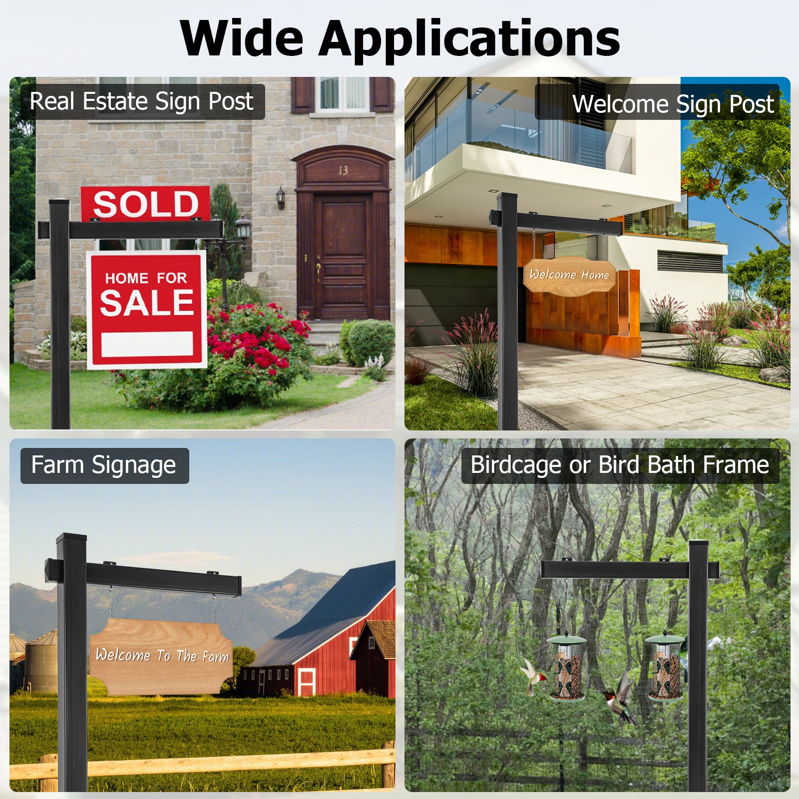 Set Of 2 6 Feet Vinyl UPVC Real Estate Yard Sign Post, Black Outdoor Decor at Gallery Canada