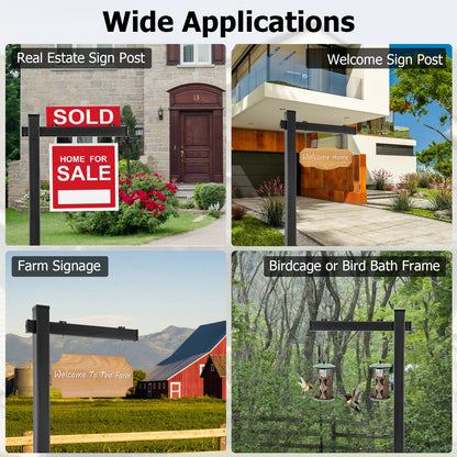 Set Of 2 6 Feet Vinyl UPVC Real Estate Yard Sign Post, Black Outdoor Decor at Gallery Canada