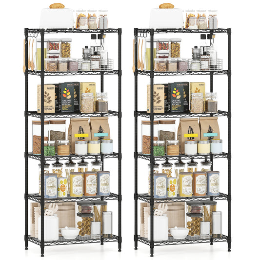 Set of 2 6-Tier Metal Storage Shelving Unit with V-Shaped Wire Rack and 900 LBS Capacity, Black Garages Black at Gallery Canada