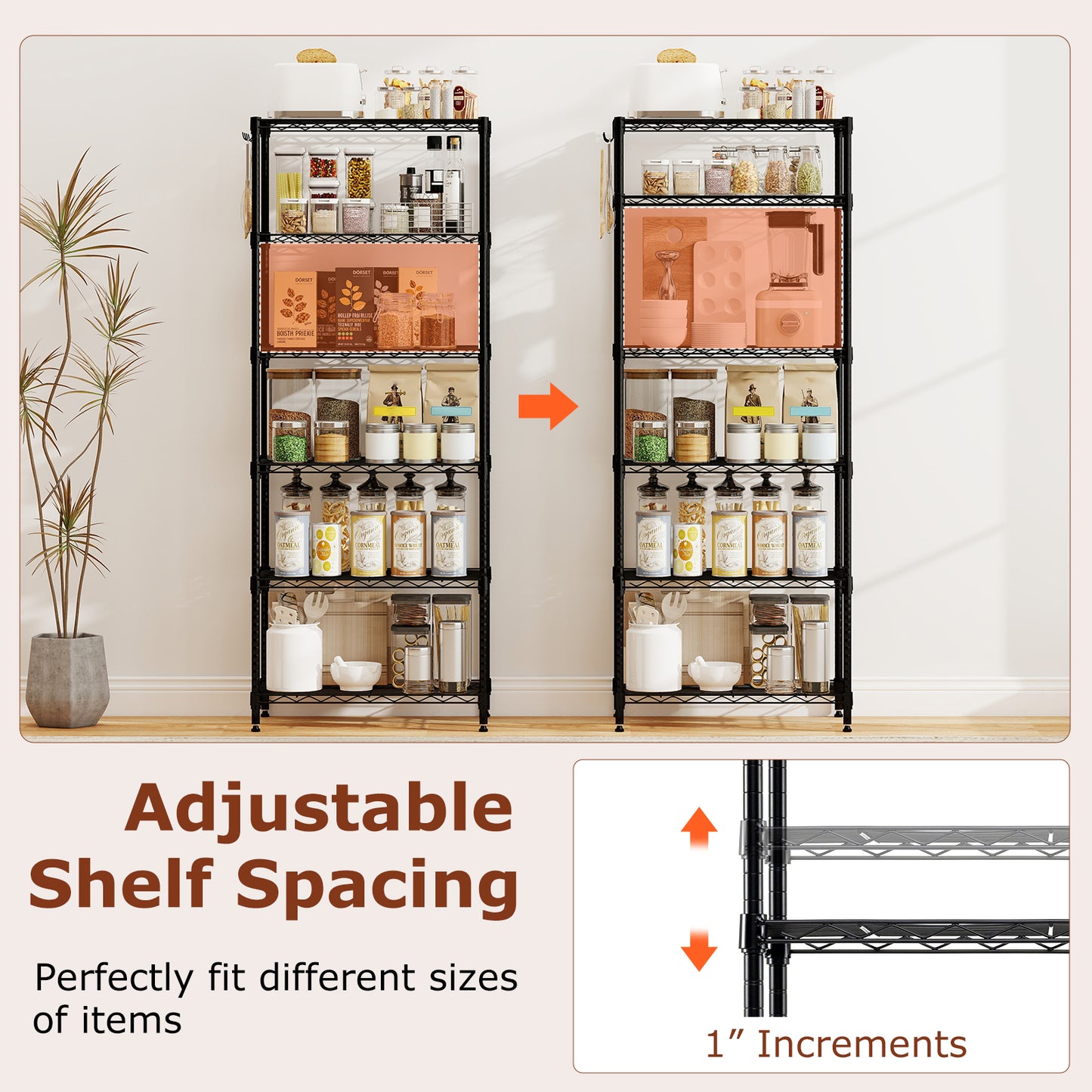 Set of 2 6-Tier Metal Storage Shelving Unit with V-Shaped Wire Rack and 900 LBS Capacity, Black Garages at Gallery Canada