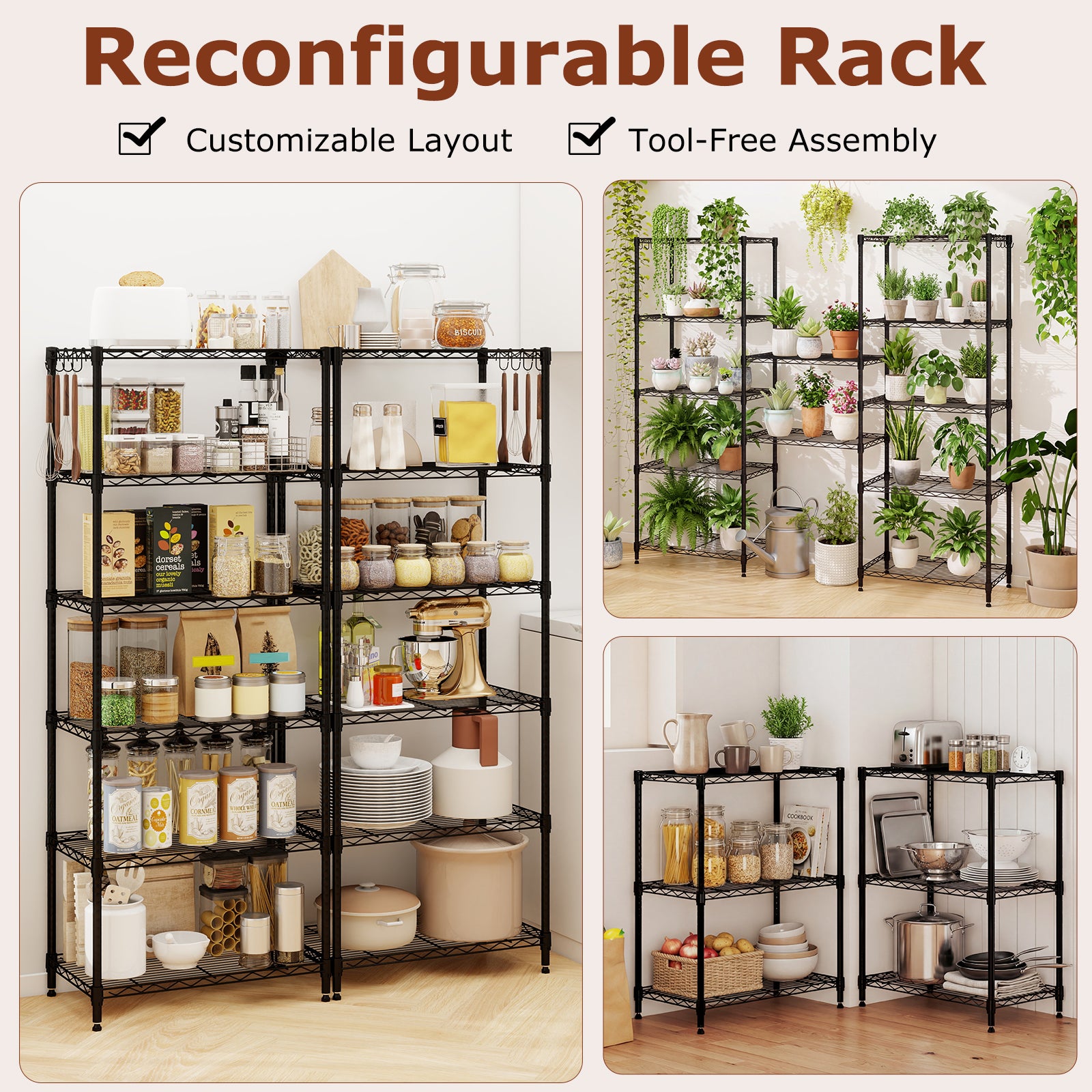 Set of 2 6-Tier Metal Storage Shelving Unit with V-Shaped Wire Rack and 900 LBS Capacity, Black Garages at Gallery Canada