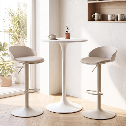 Ensemble de 2 tabourets de bar pivotants réglables, blanc crème