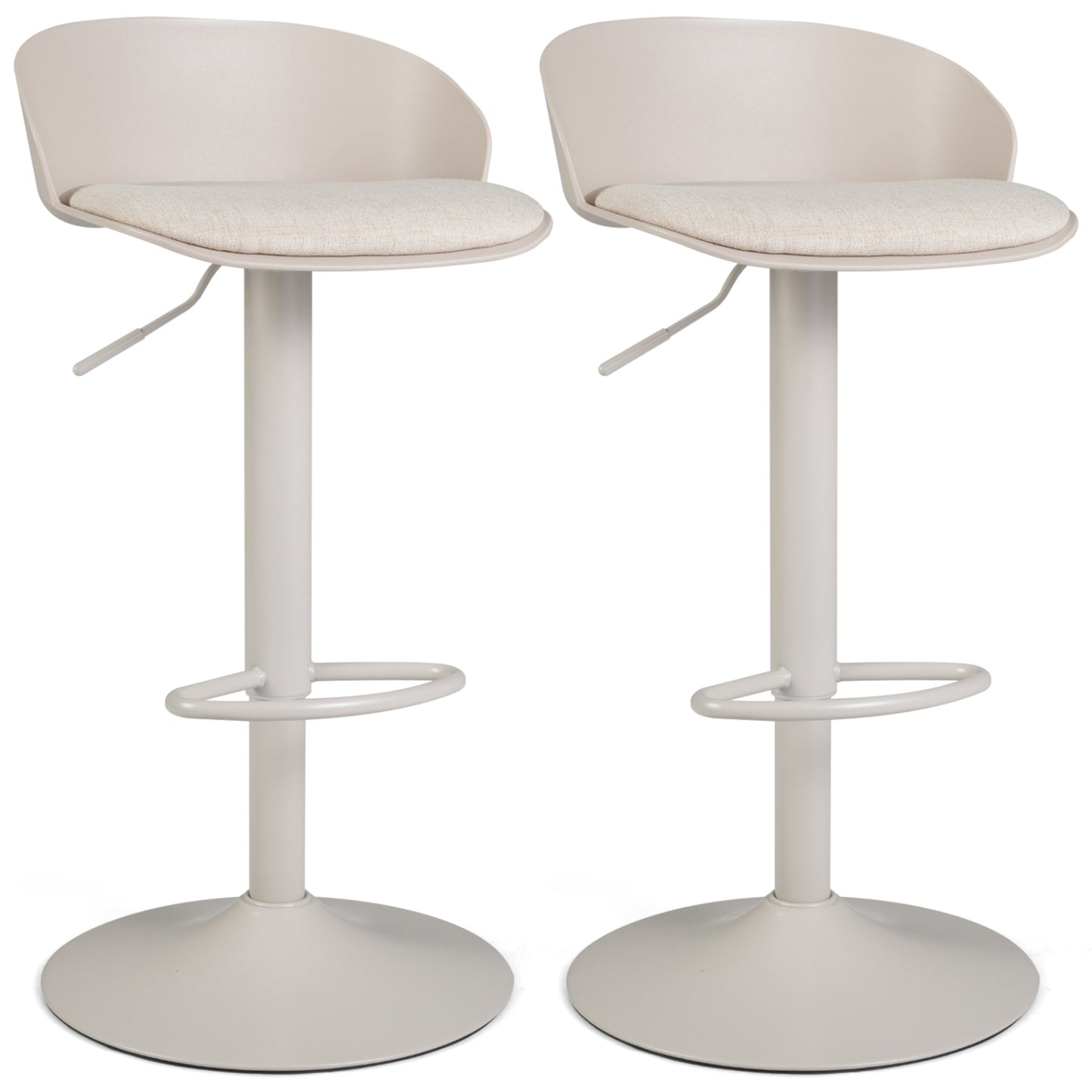 Ensemble de 2 tabourets de bar pivotants réglables, blanc crème