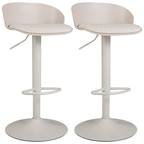 Set of 2 Adjustable Swivel Bar Stools, Cream White