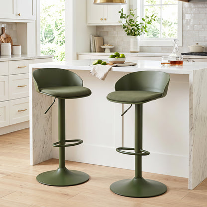 Tabourets de bar pivotants réglables avec dossier, repose-pieds, 330 livres, vert