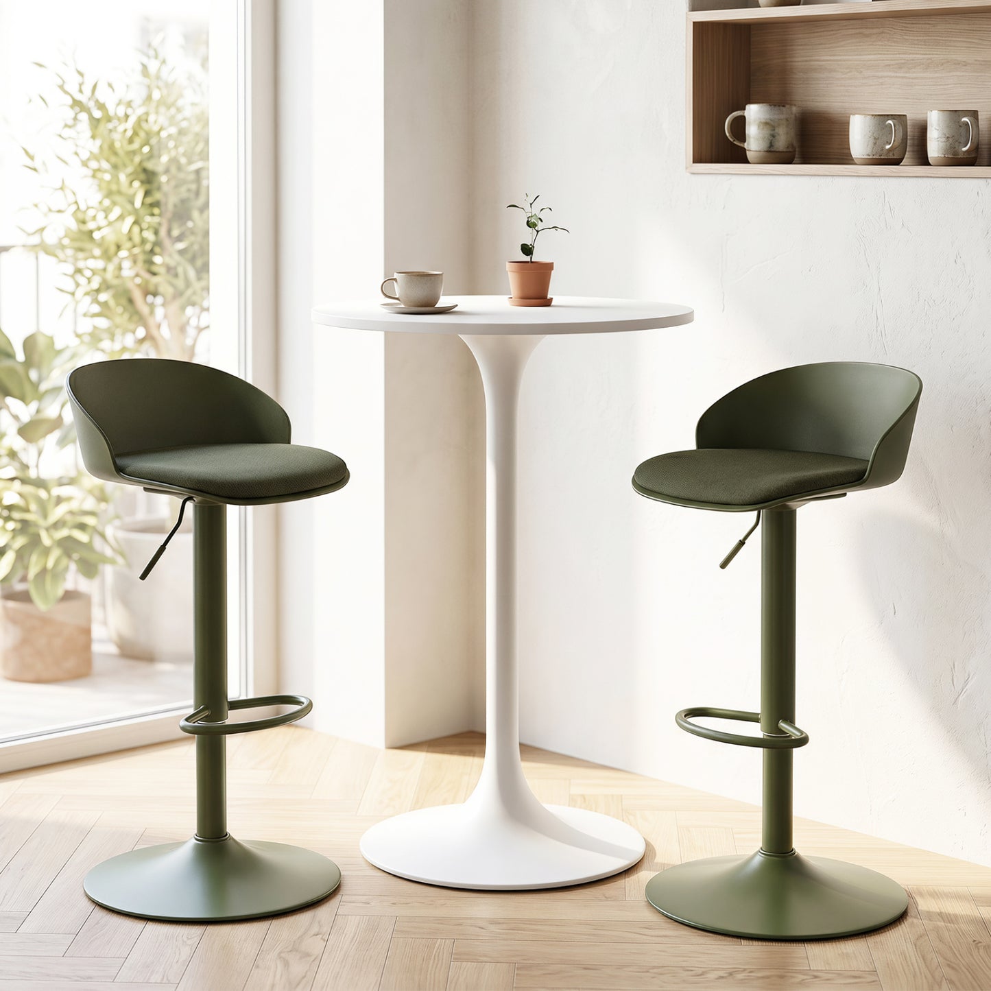 Tabourets de bar pivotants réglables avec dossier, repose-pieds, 330 livres, vert