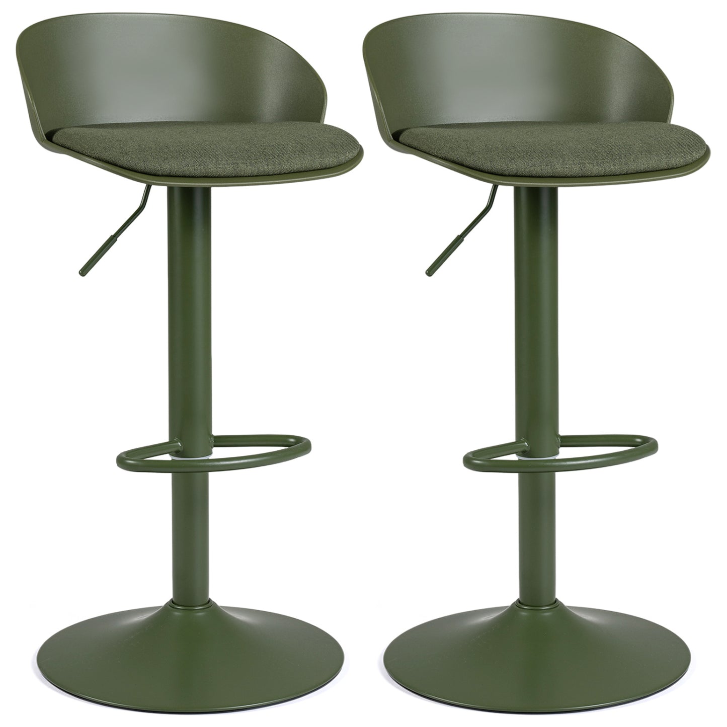 Tabourets de bar pivotants réglables avec dossier, repose-pieds, 330 livres, vert