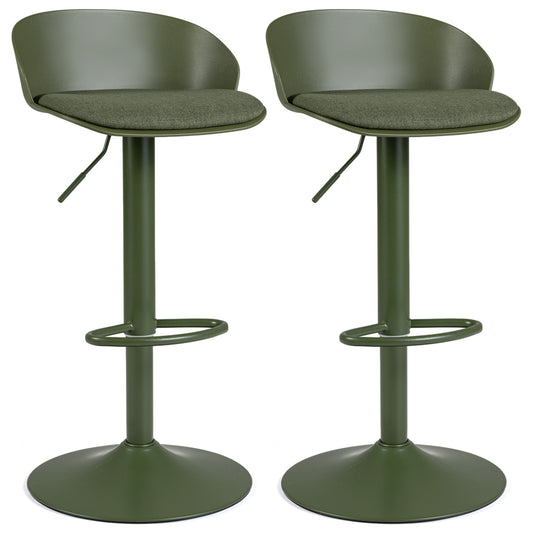 Adjustable Swivel Bar Stools with Back, Footrest, 330 Lbs, Green Bar Stools Green at Gallery Canada