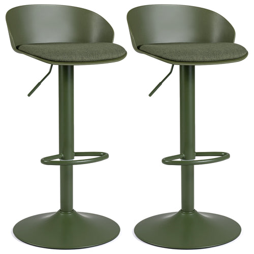 Adjustable Swivel Bar Stools with Back, Footrest, 330 Lbs, Green