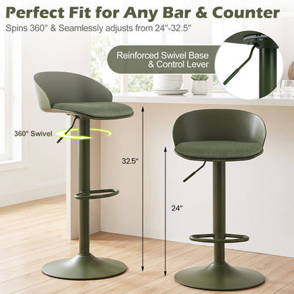 Tabourets de bar pivotants réglables avec dossier, repose-pieds, 330 livres, vert