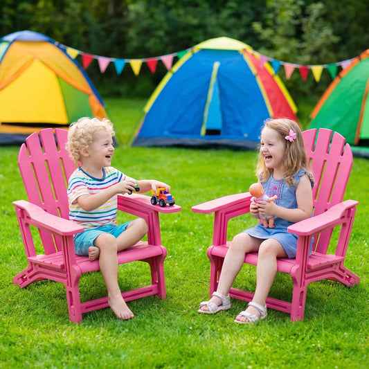 Set of 2 Kids Outdoor Patio Seating, Pink Adirondack Chairs Pink at Gallery Canada