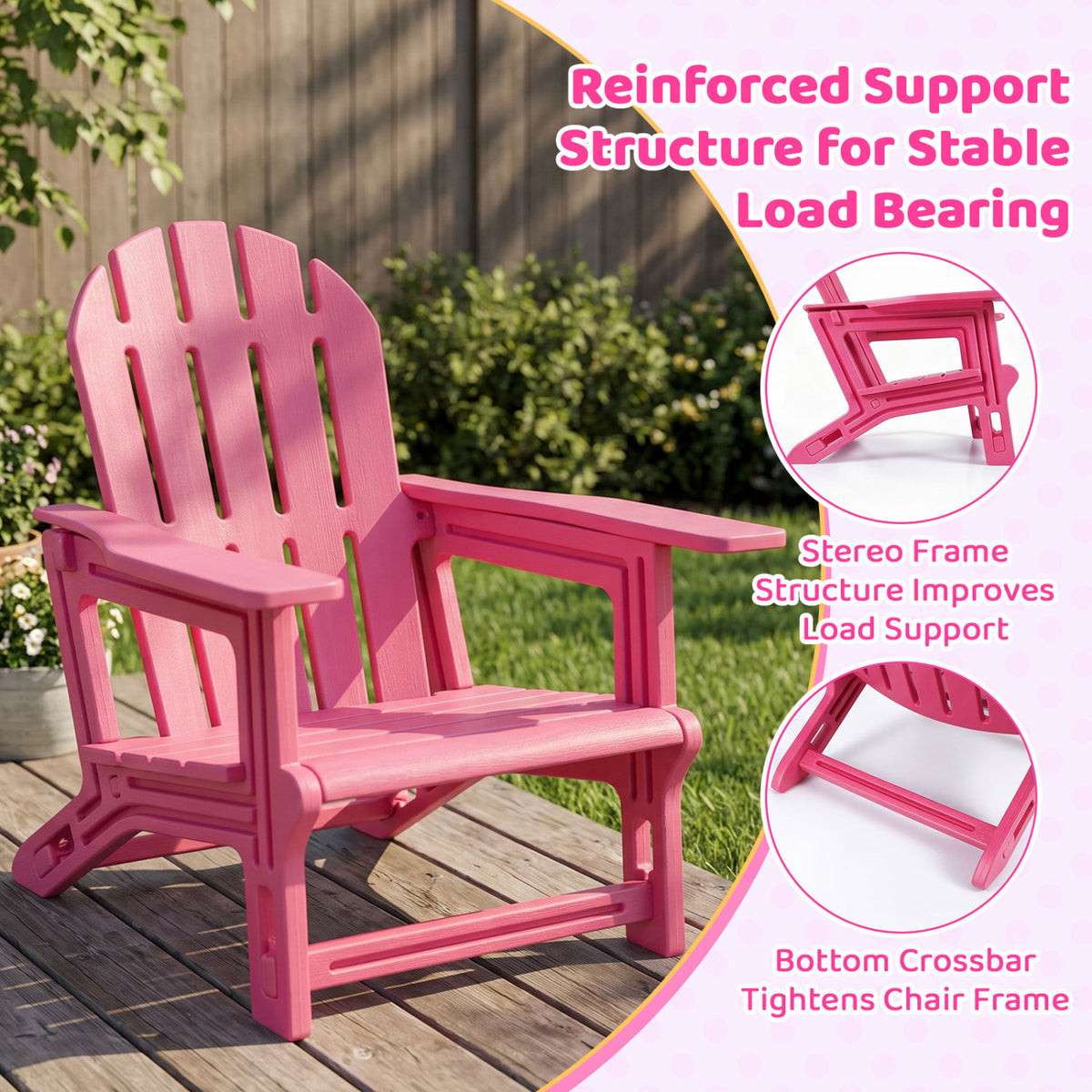 Kids Patio Seating Set of 2, Pink