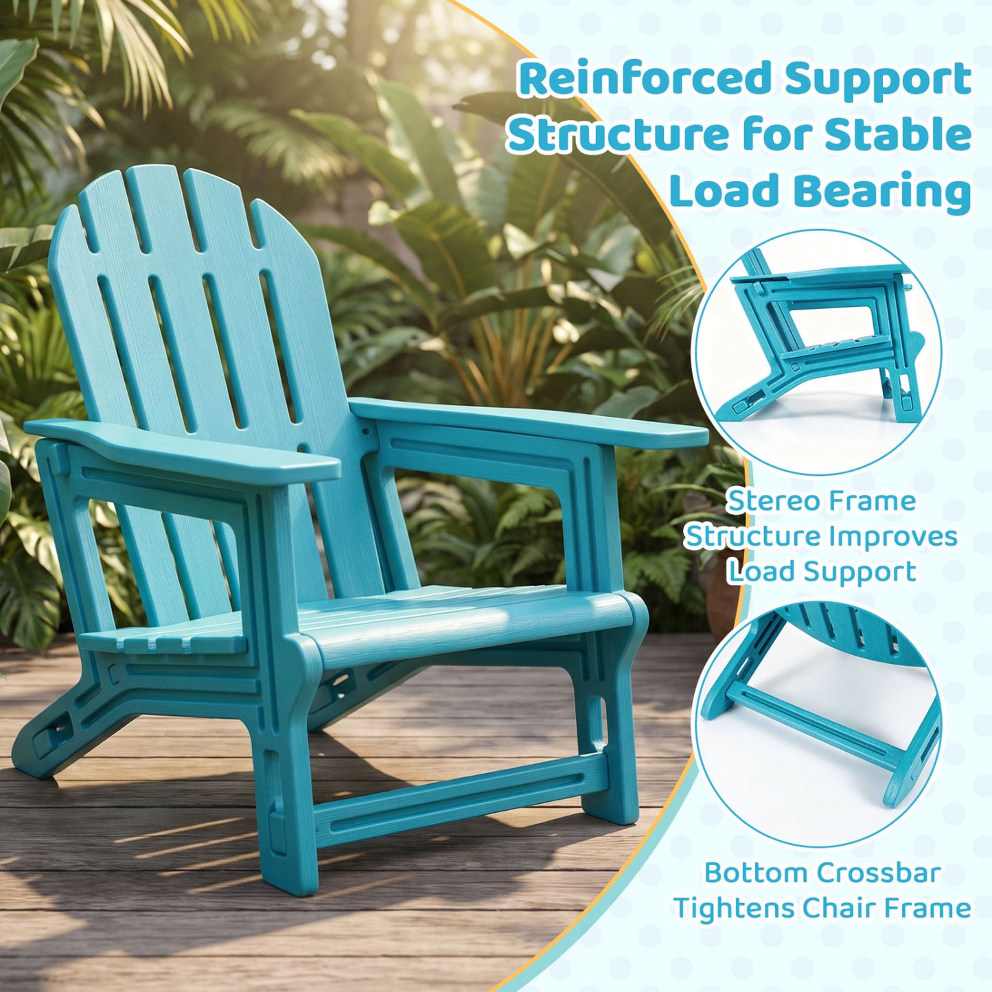 2-Piece Kids Outdoor Patio Seating Set, Turquoise