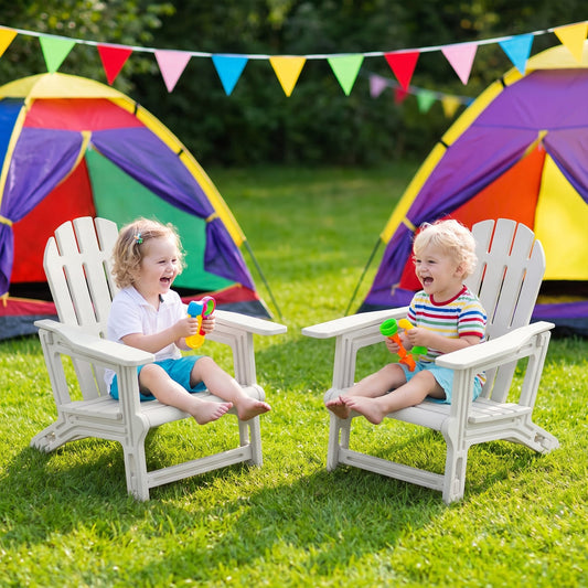 2-Piece Kids Outdoor Patio Seating, Ergonomic Design, White Adirondack Chairs White at Gallery Canada
