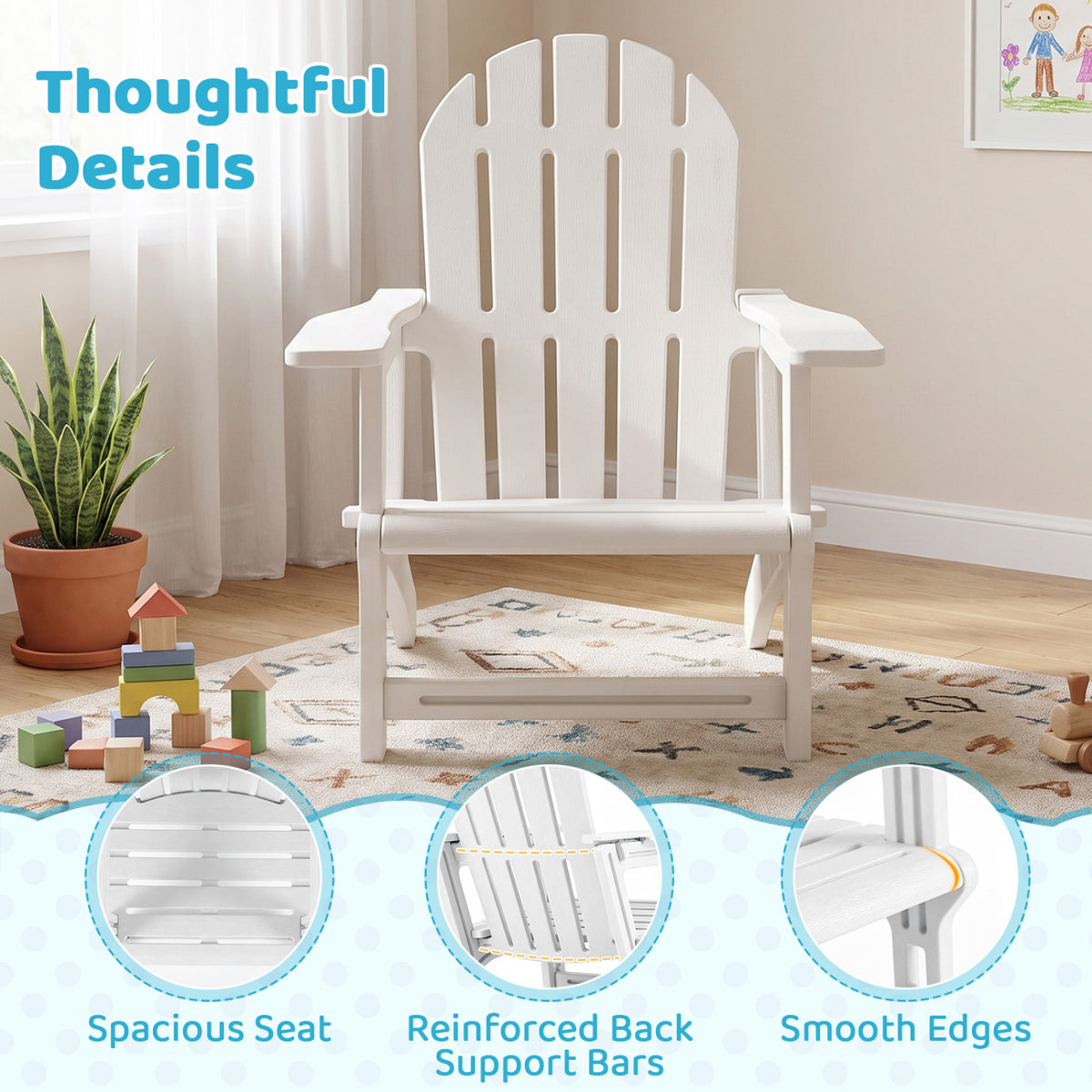 Kids Patio Seating Set of 2, White