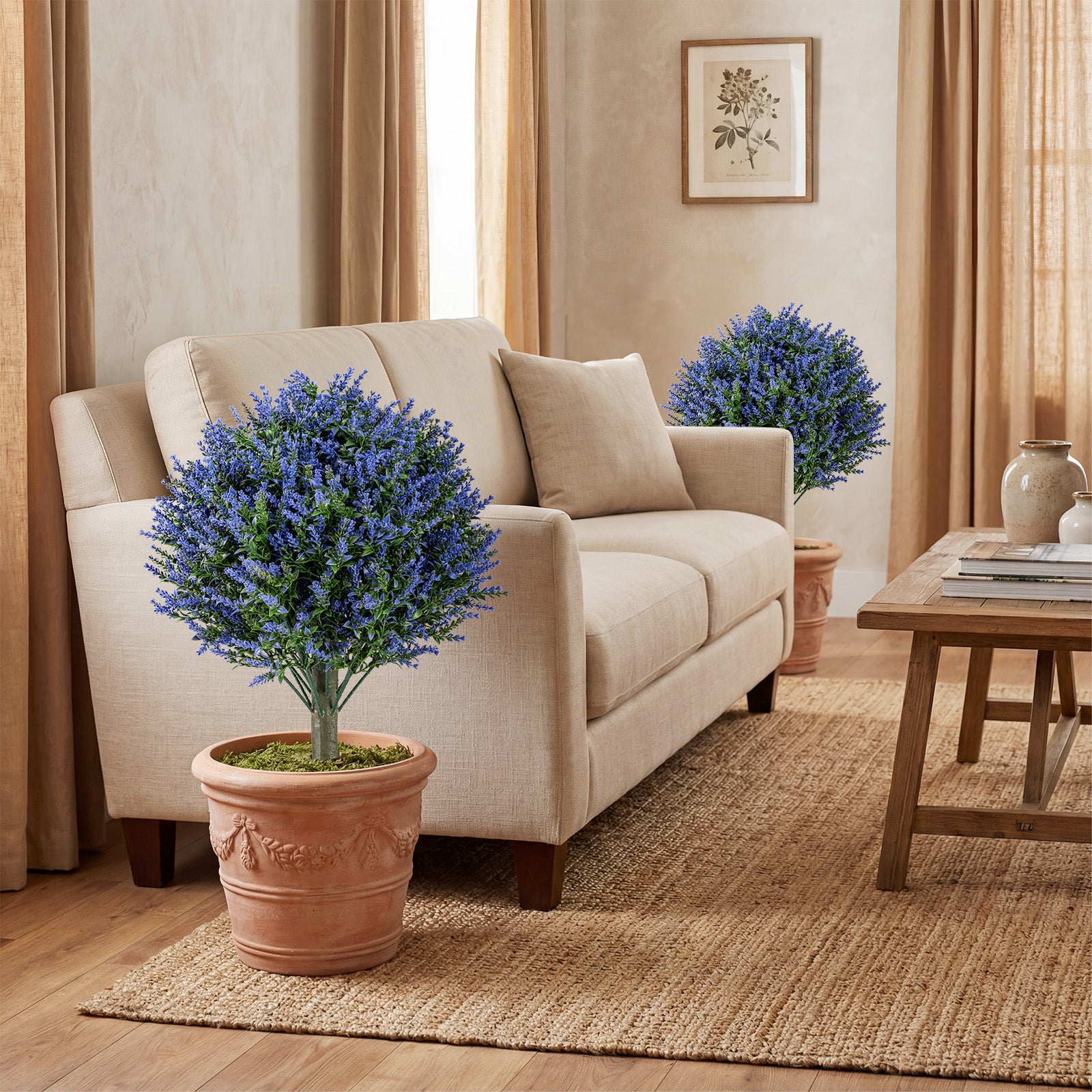 Set of 2 Artificial Lavender Topiary Ball Trees with Ground Spikes Faux Plants at Gallery Canada