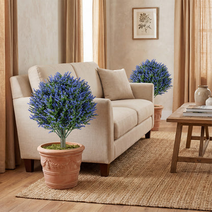 Set of 2 Artificial Lavender Topiary Ball Trees with Ground Spikes Faux Plants at Gallery Canada