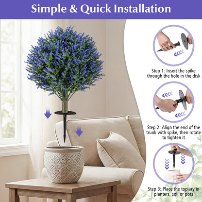 Set of 2 Artificial Lavender Topiary Ball Trees with Ground Spikes Faux Plants at Gallery Canada