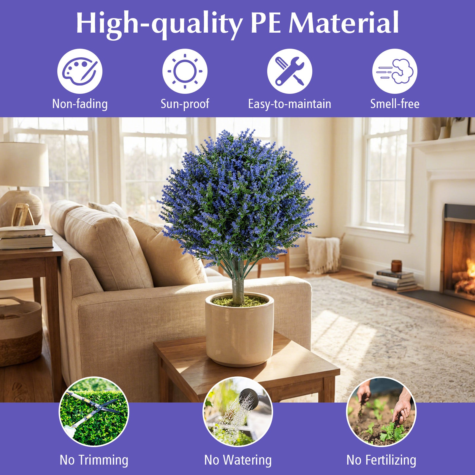 Set of 2 Artificial Lavender Topiary Ball Trees with Ground Spikes Faux Plants at Gallery Canada