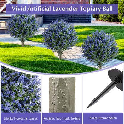 Set of 2 Artificial Lavender Topiary Ball Trees with Ground Spikes Faux Plants at Gallery Canada