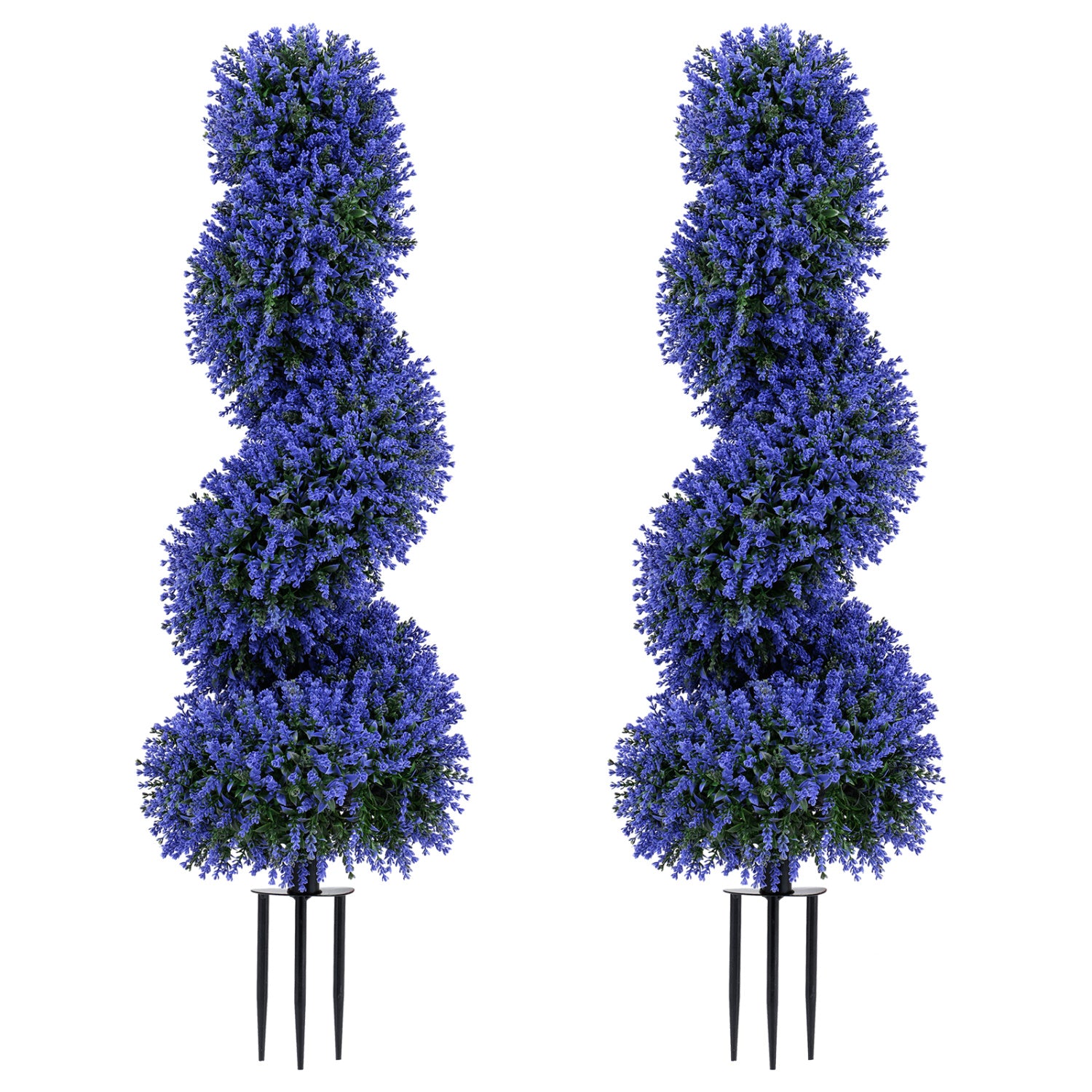 Set of 2 Artificial Spiral Topiary Trees with Sun Protection and Ground Spikes, Purple Faux Plants at Gallery Canada