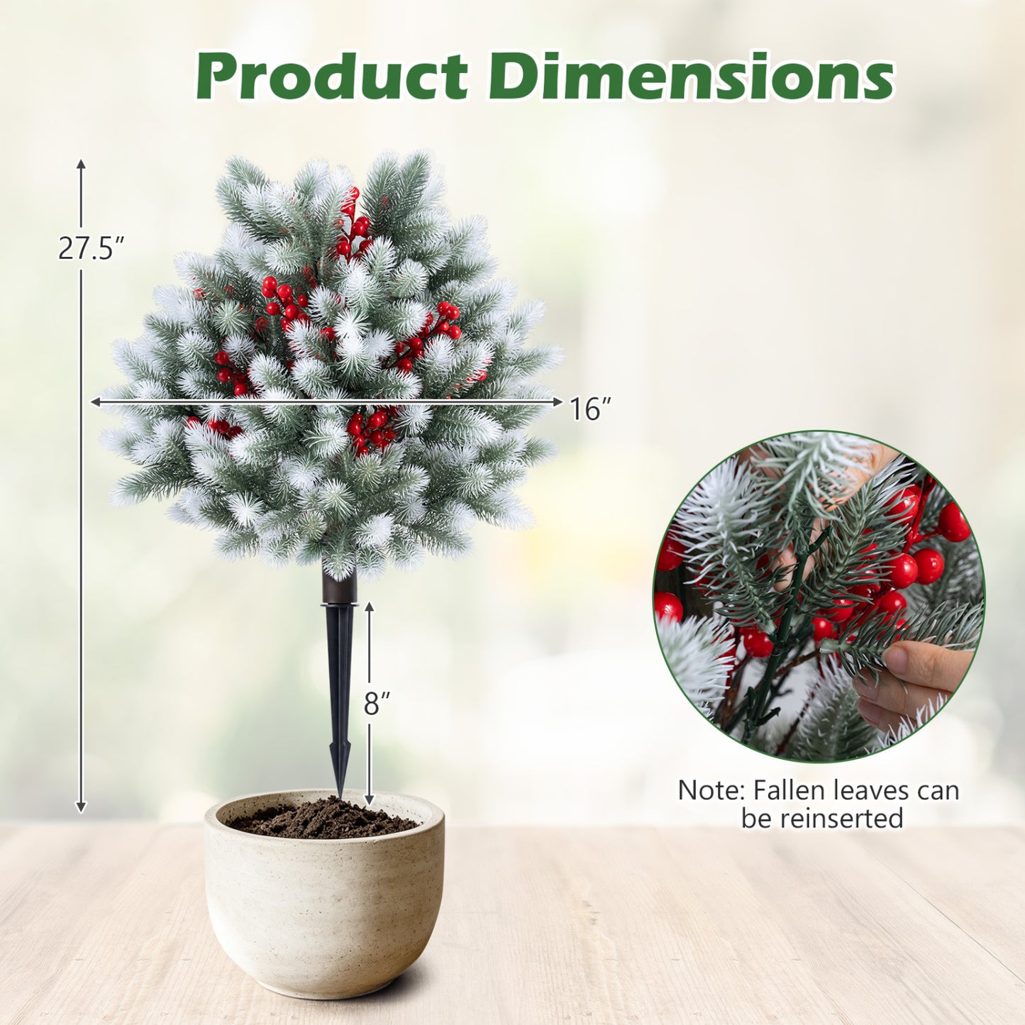 2 Artificial Topiaries with Ground Spikes, Porch Patio Decor, Cedar