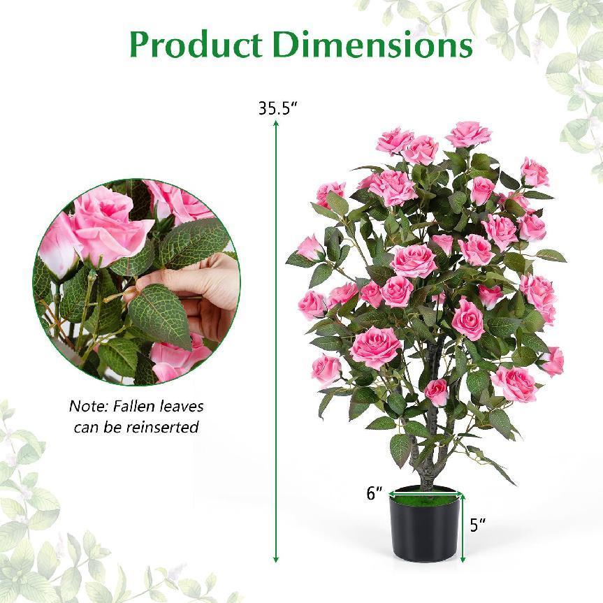 Set of 2 Artificial Rose Trees, Pink