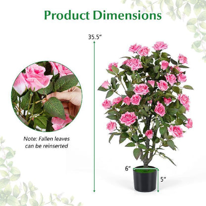 Set of 2 Artificial Rose Trees, Pink