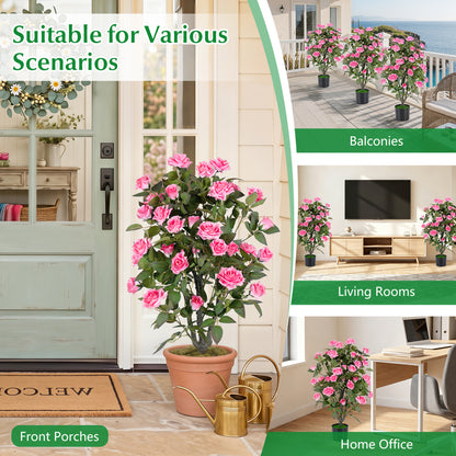 Set of 2 Artificial Rose Trees, Pink