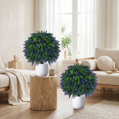 Set of 2 Artificial Lavender Topiary Ball Trees 22"