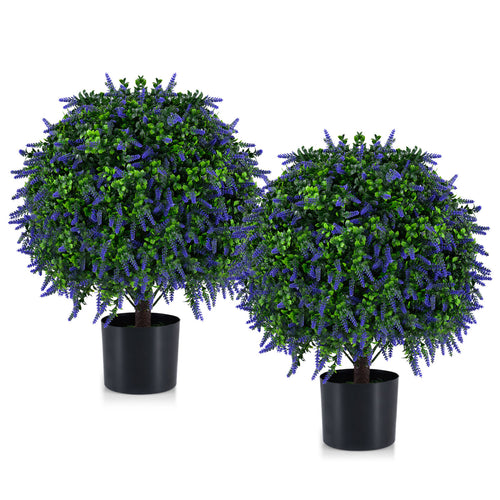 Set of 2 Artificial Lavender Topiary Ball Trees 22