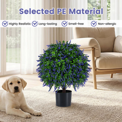 Set of 2 Artificial Lavender Topiary Ball Trees 22"