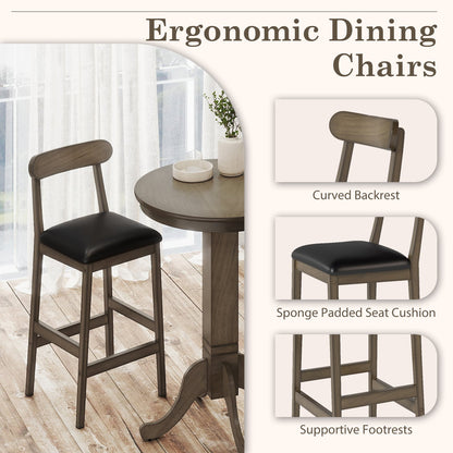 Set of 2 Bar Stools Upholstered with Rubber Wood Legs and Footrests, Oak Bar Stools at Gallery Canada