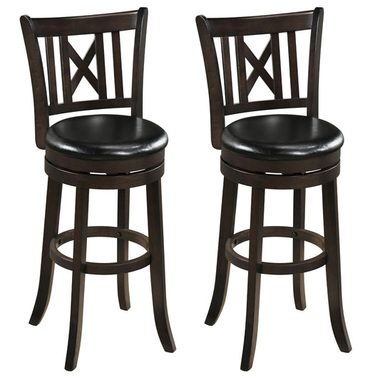 Set Of 2 Swivel Bar Stools With Hollow Backrest, 30 In Bar Stools Dark Chocolate at Gallery Canada