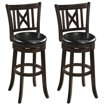 Set Of 2 Swivel Bar Stools With Hollow Backrest, 30 In Bar Stools Dark Chocolate at Gallery Canada