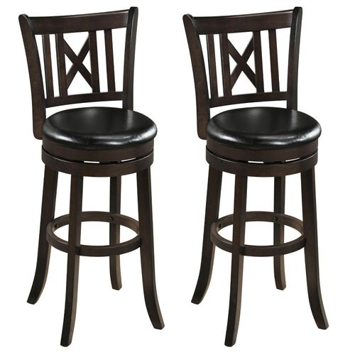 Set Of 2 Swivel Bar Stools With Hollow Backrest, 30 In