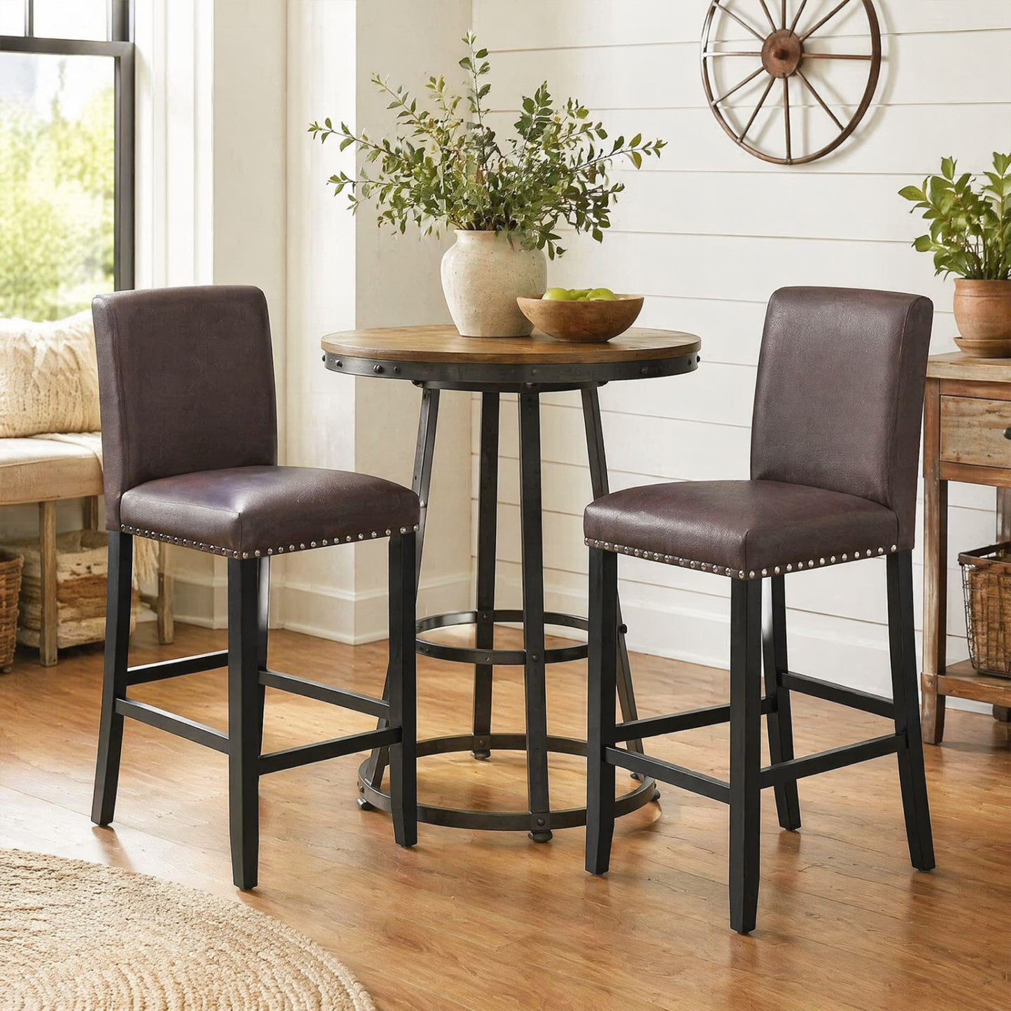 Set Of 2 Bar Stools With Back, Brown Bar Stools at Gallery Canada