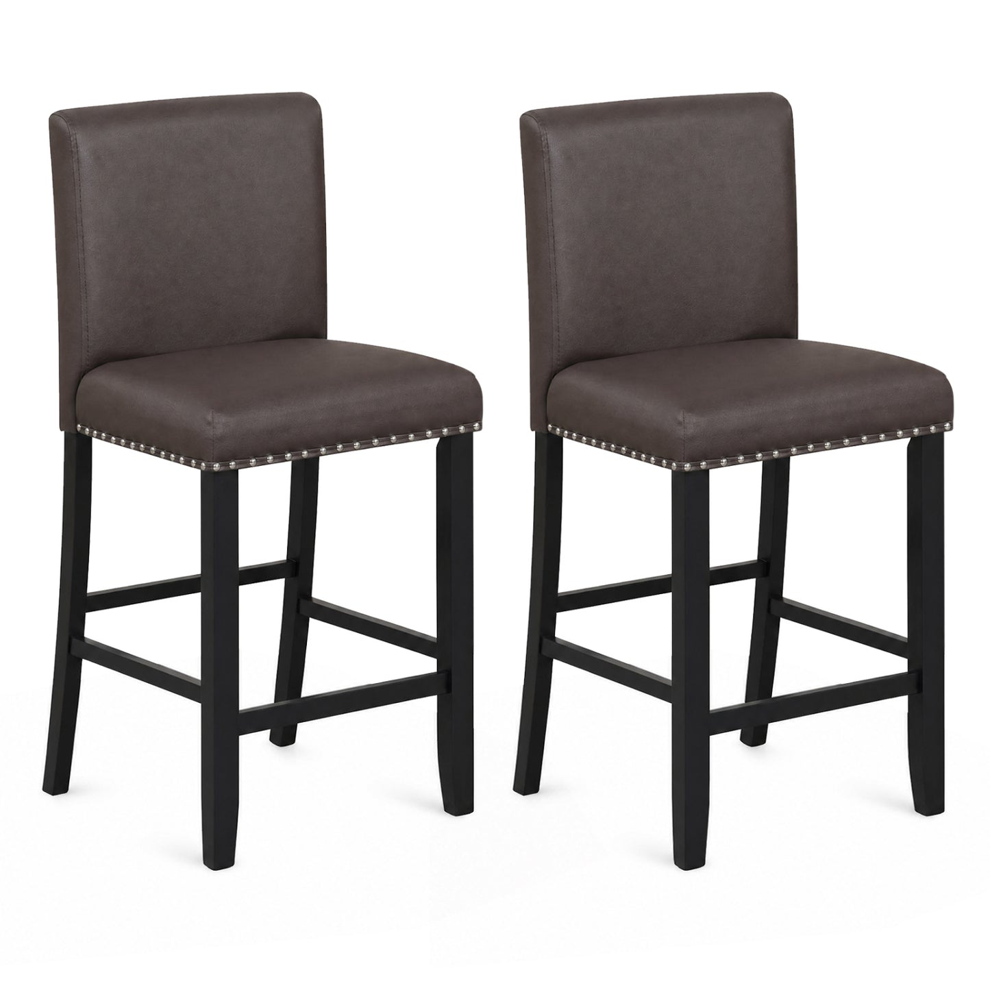 Set Of 2 Bar Stools With Back, Brown Bar Stools Brown at Gallery Canada
