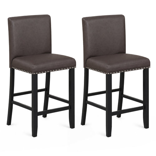 Set Of 2 Bar Stools With Back, Brown
