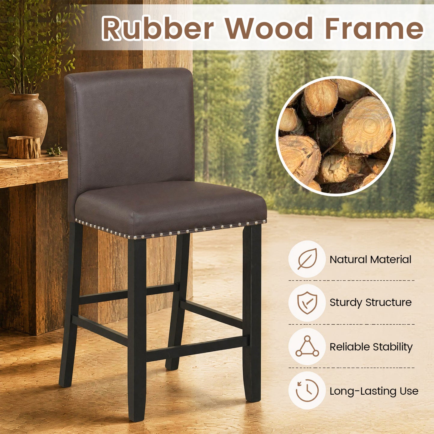 Set Of 2 Bar Stools With Back, Brown Bar Stools at Gallery Canada