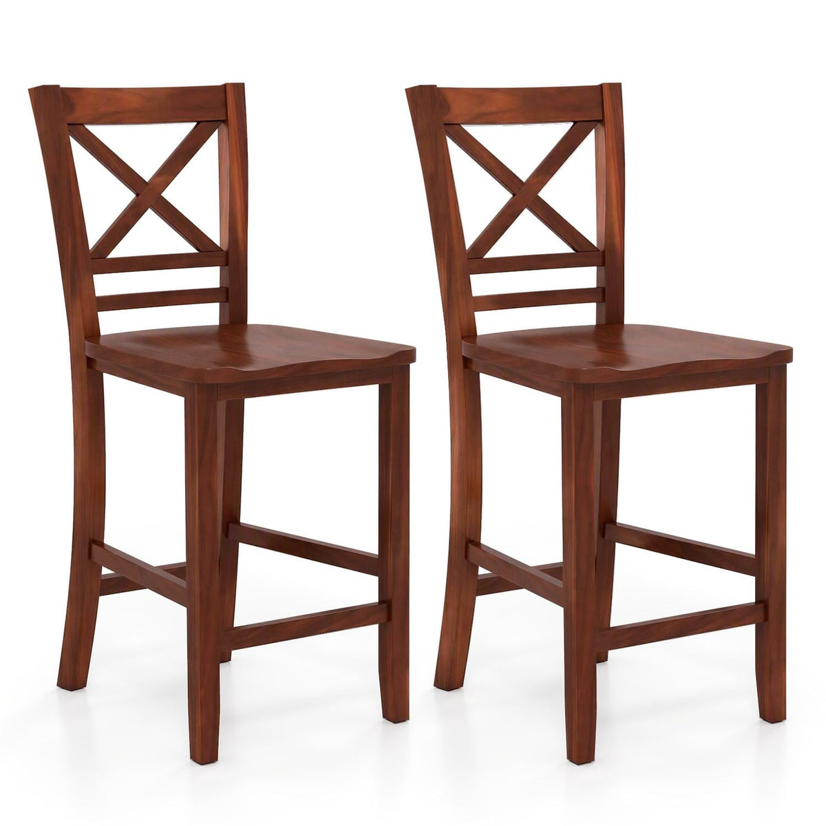 2 Solid Wood Bar Stools, 24 Inch, Walnut Bar Stools Walnut at Gallery Canada