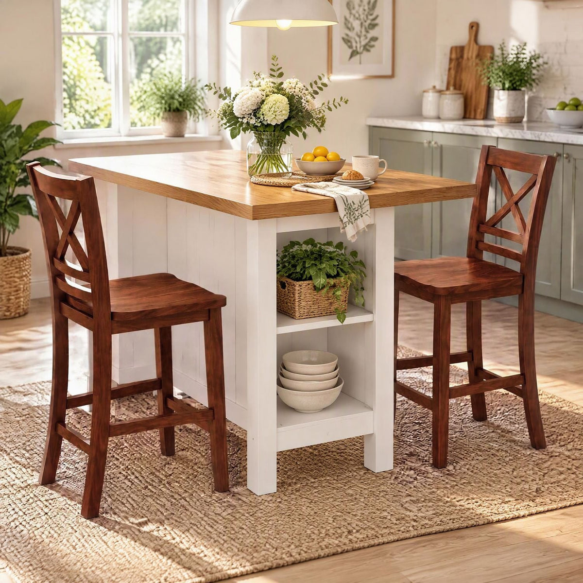2 Solid Wood Bar Stools, 24 Inch, Walnut Bar Stools at Gallery Canada