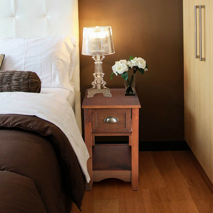 Set of 2 Contemporary Side End Table with Drawer, Walnut End & Side Tables at Gallery Canada